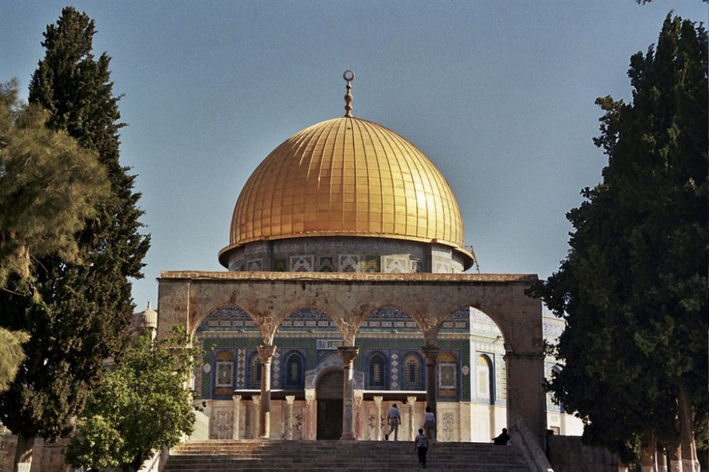 The Dome of the Rock.  Muslims believe Mohammad ascended to heaven from the rock inside this dome.  It is open only to Muslims.